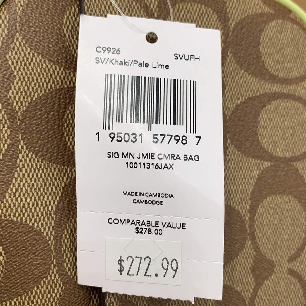 NEW! COACH Mini Jamie Camera Bag In Signature Canvas - Silver/Khaki/Pale Lime - Picture 16 of 16